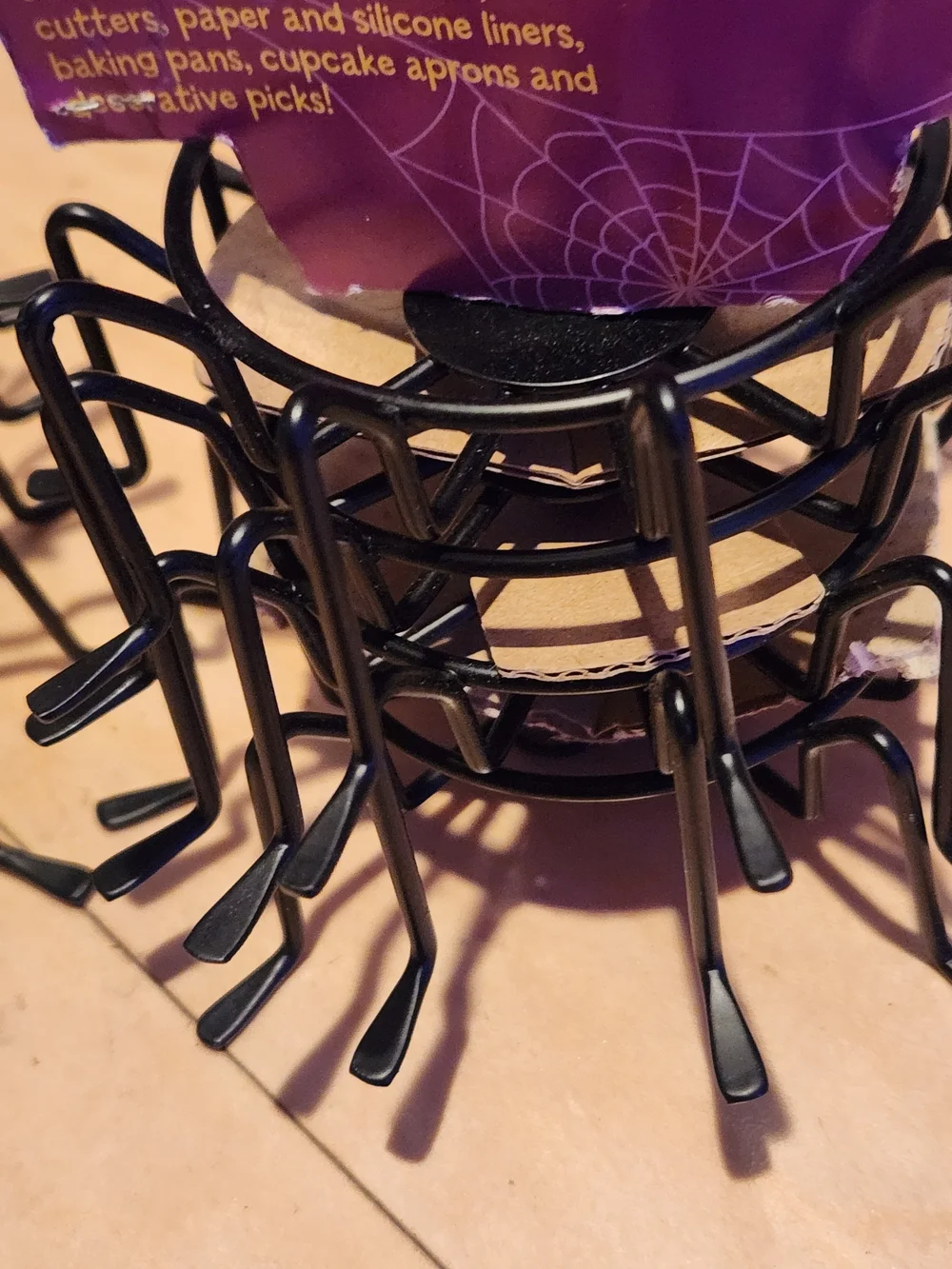 Metal Spider Cupcake Stands - Black (Set of 4, 2 Sets)